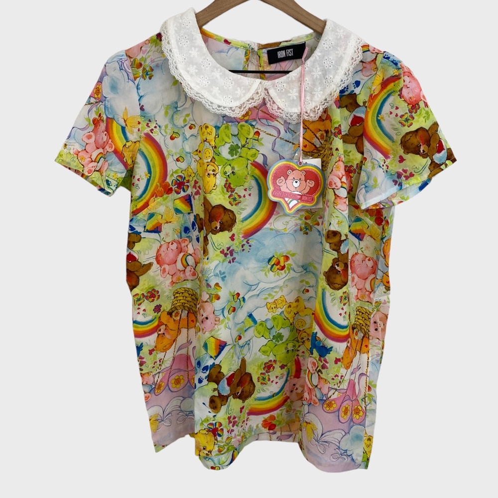Iron Fist x Care Bears Multicolor Lace Collar Top NWT Medium